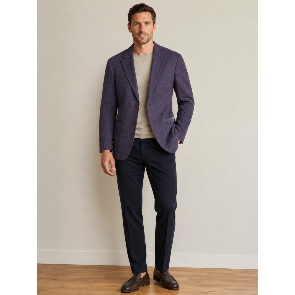 Knot Standard Solbiati Zefiro Seersucker Blazer Men's M Italian Cotton Classic